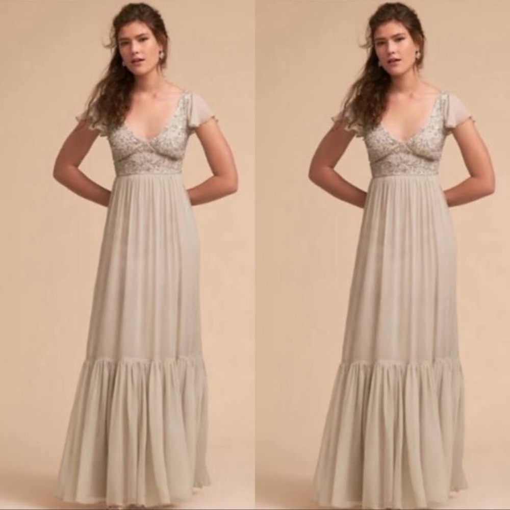 BHLDN Cream Lace-Top Maxi Dress